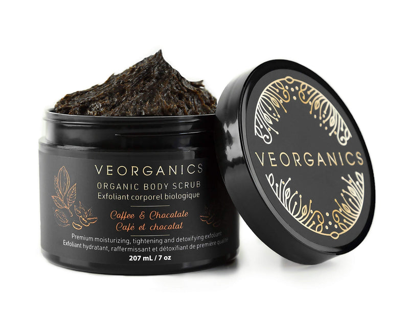 Organic Coffee & Chocolate Body Scrub by VeOrganics - Premium Moisturizing, Tightening and Detoxifying Exfoliant - BeesActive Australia