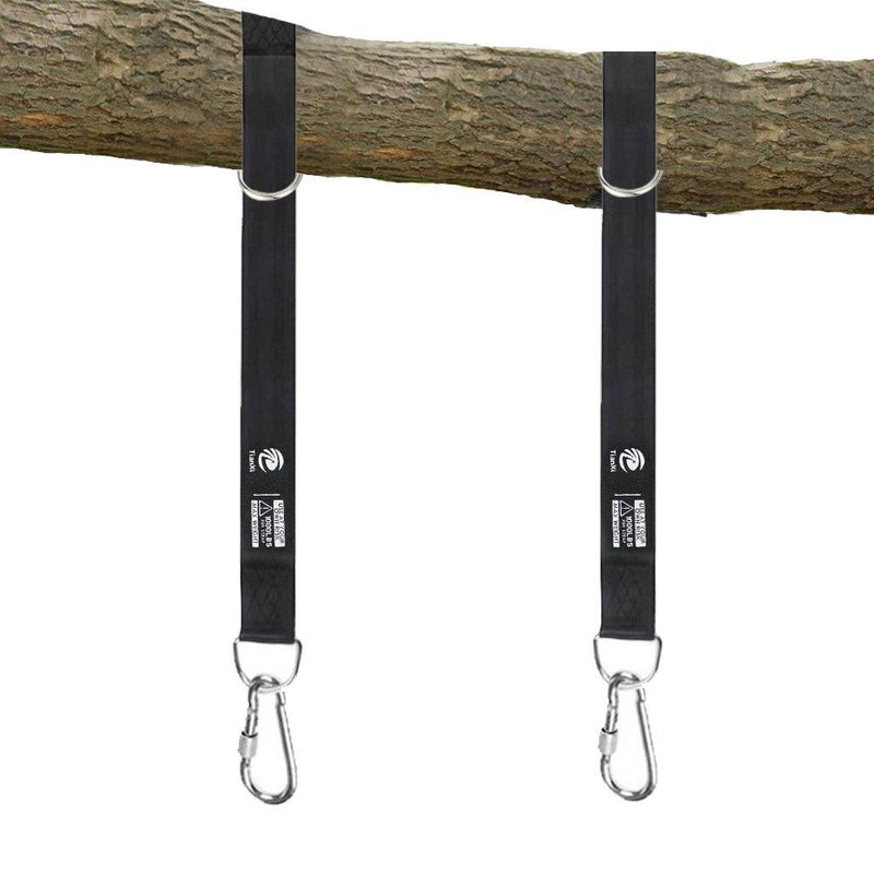 Tree Swing Hanging Strap - 5ft Swing Straps Outdoor Suspension Accessories Kit, Holds 2200lbs with Stainless Carabiners, Easy Installation, Perfect for Baby/Garden/Toddler Swing (Black) Black - BeesActive Australia