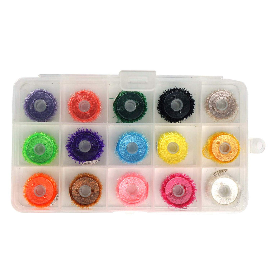 Riverrunscrystal Tinsel Chenille Thread Flash, Dyed-Pearl Flashabou Accent and Flashabou Accent & Grizzly Accent 12 Color Combo Realistic Fly Tying Materials Dry Flies,Saltwater Flies A.15 Colors chenille with a Packing Box - BeesActive Australia