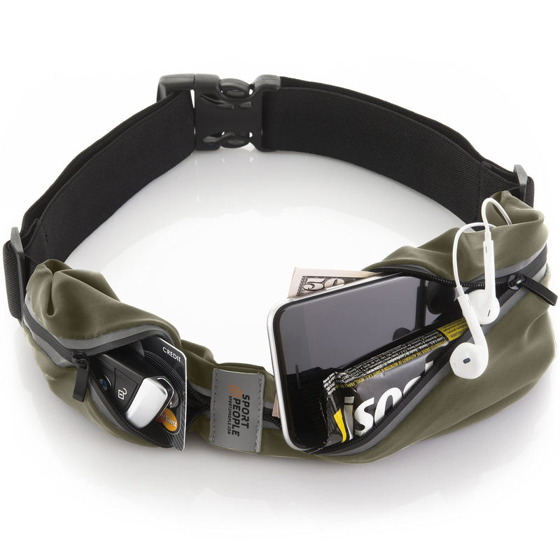 sport2people Running Belt for Men & Women, Phone Holder for Running, Reflective Running Gear, Running Fanny Pack for Women & Men, Cell Phone Holder, Running Waist Packs, Money Belt, Travel belt (Army Green) Army Green - BeesActive Australia