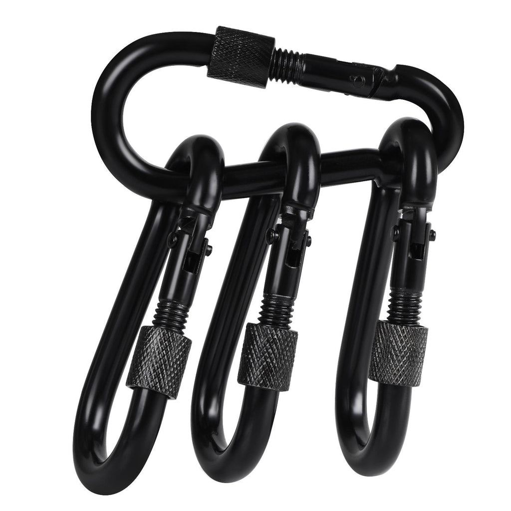 BEWISHOME 4 Pack Carabiner Hooks Hammock Locking Solid Metal D Clips with Heavy Duty 500LBS Screw Gate Hammock Locking,Quick Link for Outdoor Camping Hiking Traveling Backpacking Black & Silver - BeesActive Australia