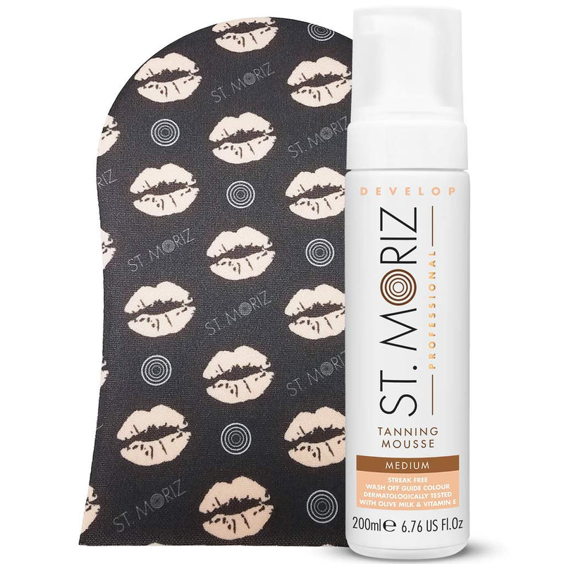 St. Moriz Professional Self-Tanning Mousse and Applicator Mitt Set - Medium - Natural Instant Bronzing - BeesActive Australia