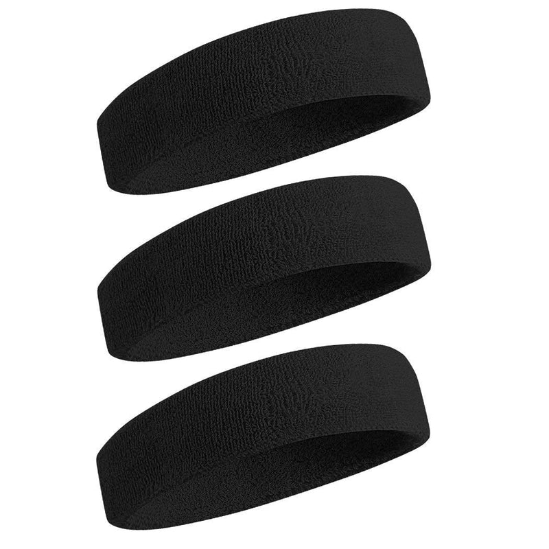 Amyzor Athletic Moisture Wicking Sweatband Headband Wristband for Men Women Sports Headband (Black) - BeesActive Australia