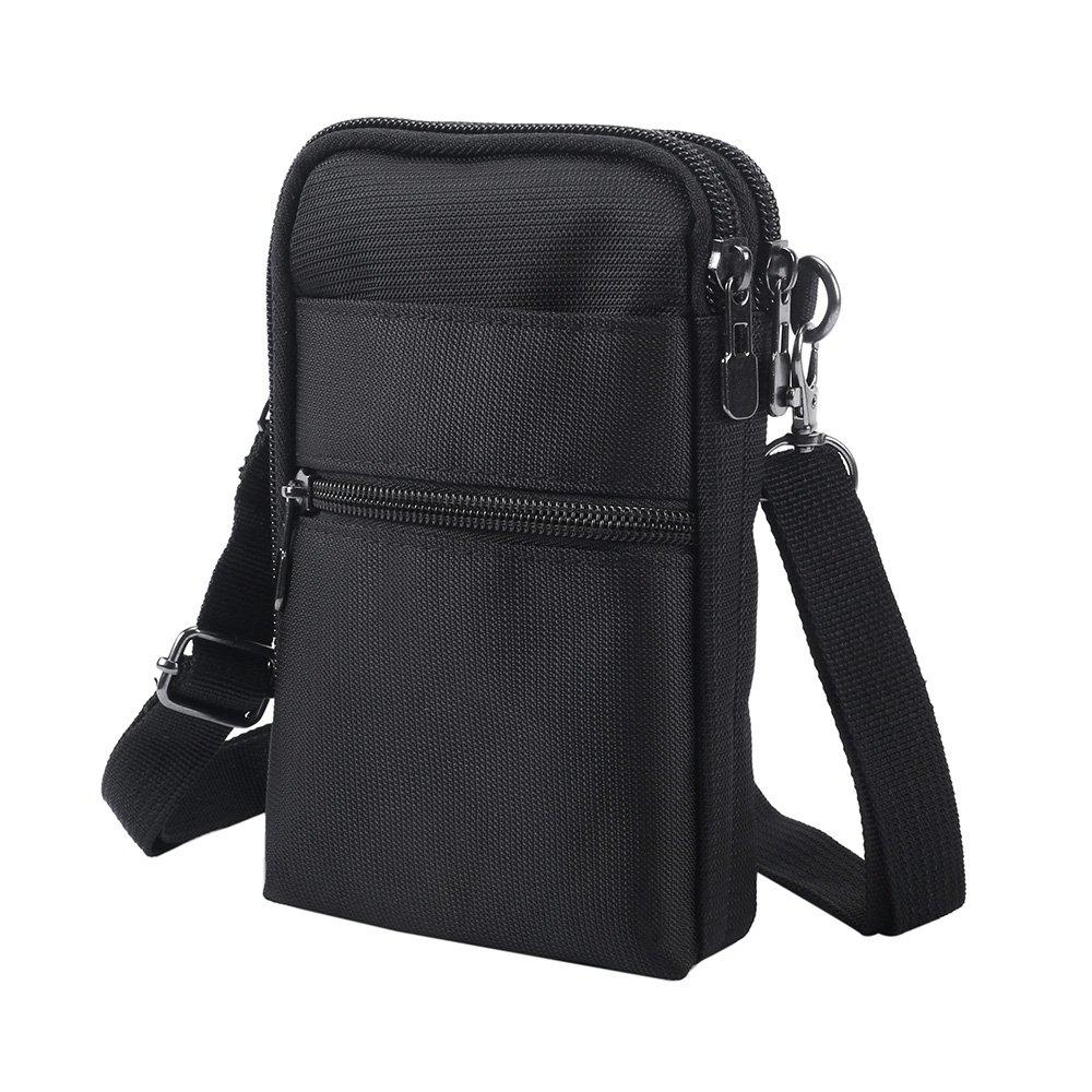 [AUSTRALIA] - Crossbody Cell Phone Bags w/RFID Blocking-Casual Water Resistant nylon fanny pack/waist phone purse pouch fits ,iphone 11,iPhone 6/6S,6Plus/6S Plus, iphone X/XS, Note 5,Note 4,Galaxy S7,S7 Edge (black) black 