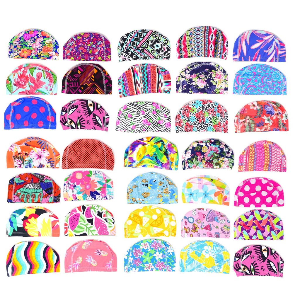 HONBAY 3PCS Mix Colors Designed Elastic Swim Cap Swimming Cap Swimming Hat Bathing Cap for Kids and Adult(not for Long Hair) - BeesActive Australia