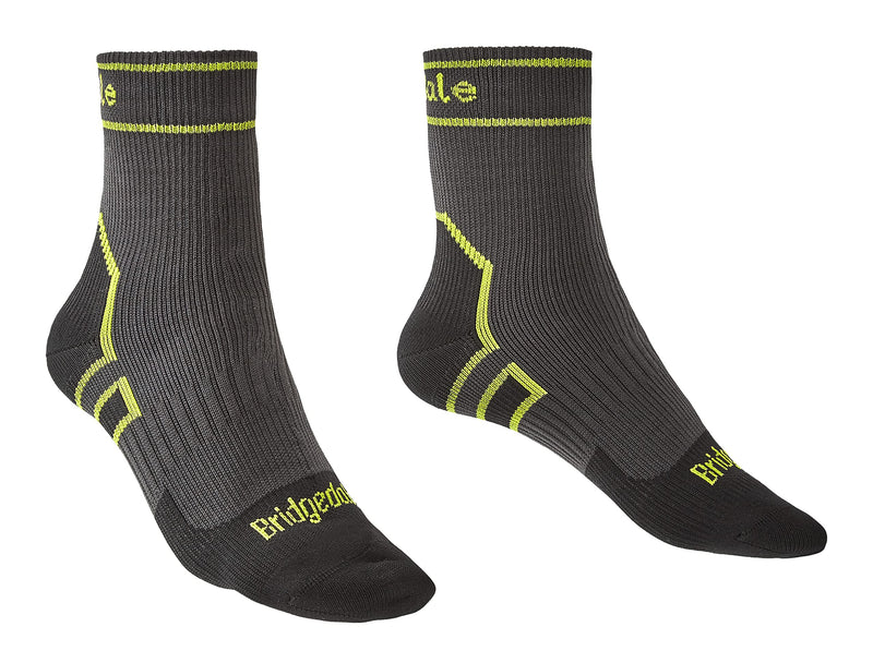 Bridgedale StormSock Lightweight Ankle Waterproof Breathable Sock, Dk. Grey/Lime, XL - BeesActive Australia
