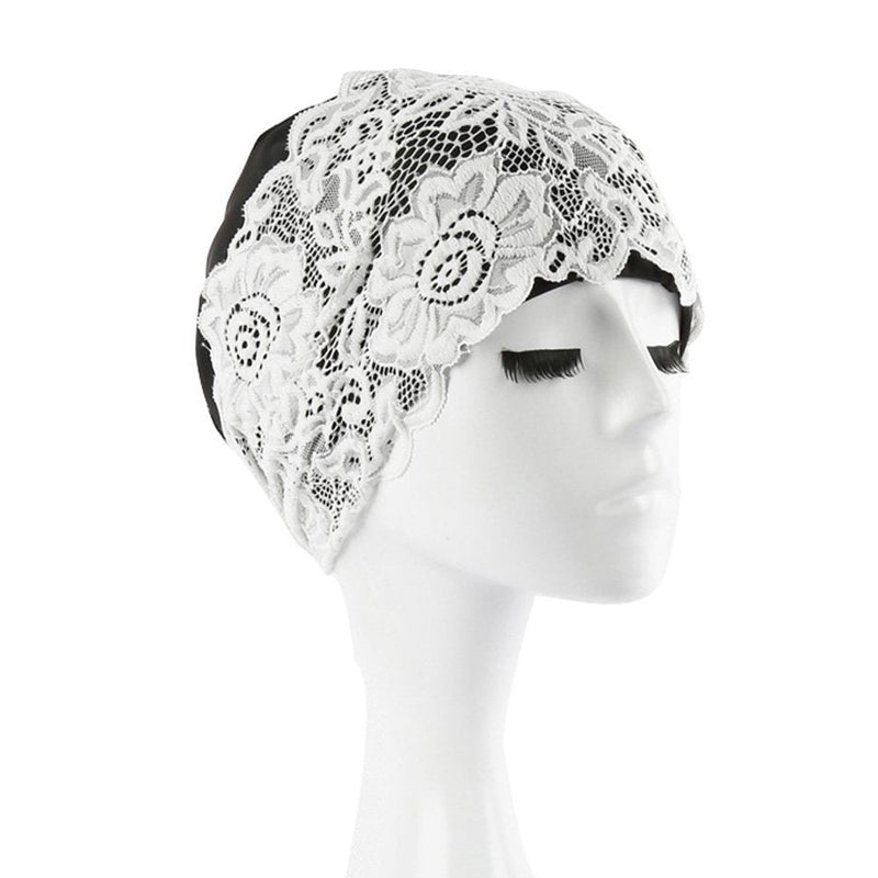 HONBAY Fashion PU Lace Swim Cap Black Elastic Swimming Cap Swimming Hat Bathing Cap, Non-Waterproof - BeesActive Australia