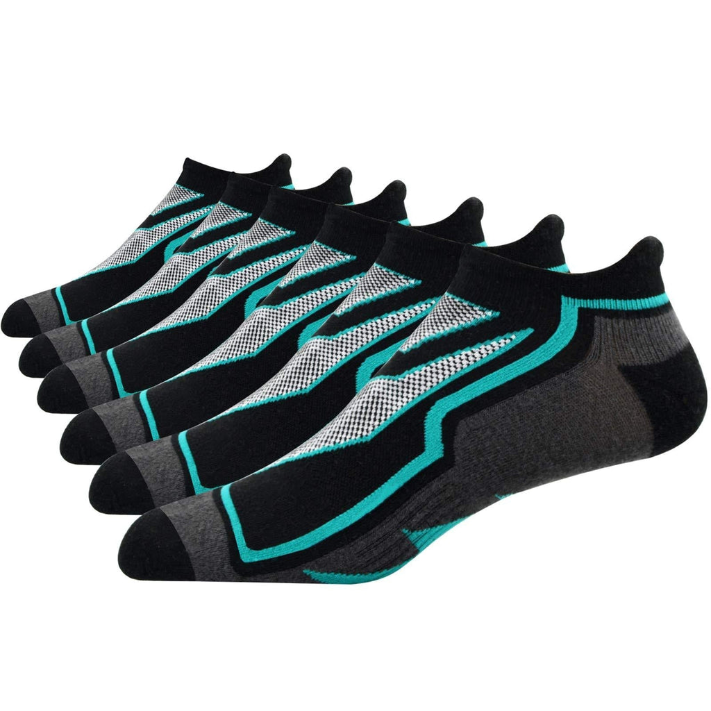 [AUSTRALIA] - Compression Running Athletic Socks for Men Women, Busy Socks No Show Ankle Anti-Blister Cushioned Socks Medium 06# 3 Pairs Black 