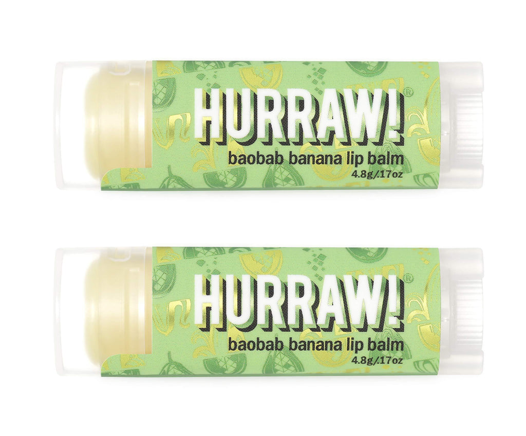 Hurraw! Baobab Banana Lip Balm, 2 Pack: Organic, Certified Vegan, Cruelty and Gluten Free. Non-GMO, 100% Natural Ingredients. Bee, Shea, Soy and Palm Free. Made in USA - BeesActive Australia