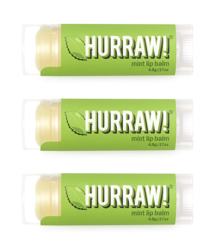 Hurraw! Mint Lip Balm, 3 Pack: Organic, Certified Vegan, Cruelty and Gluten Free. Non-GMO, 100% Natural Ingredients. Bee, Shea, Soy and Palm Free. Made in USA - BeesActive Australia