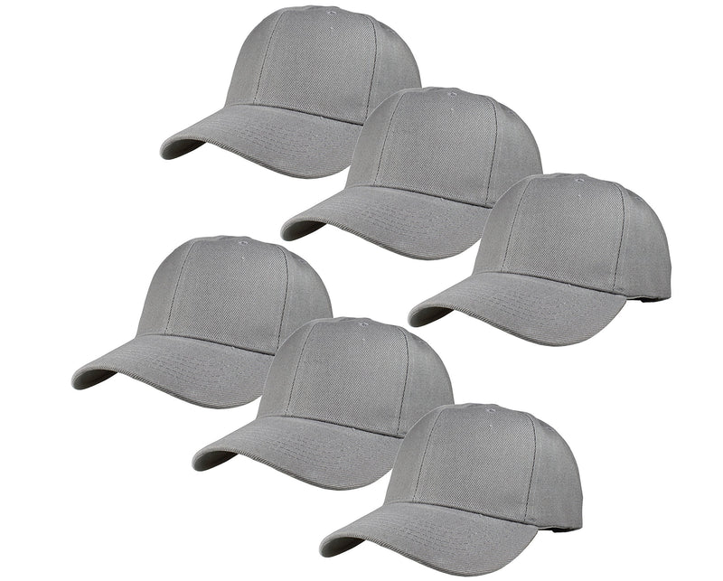 Gelante Plain Blank Baseball Caps Adjustable Back Strap Wholesale Lot 6 Pack Light Gray - BeesActive Australia