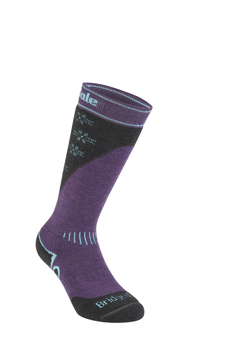 Bridgedale womens Midweight Plus Ski - Merino Endurance Socks Dark Purple Large - BeesActive Australia