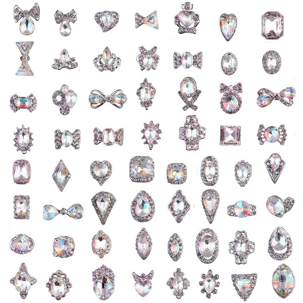 60Pcs 3D Luxury Clear Shining Diamond Rhinestone Alloy Nail Art Decorations Charming Fashionable DIY Distinctive Nail Art Work - BeesActive Australia