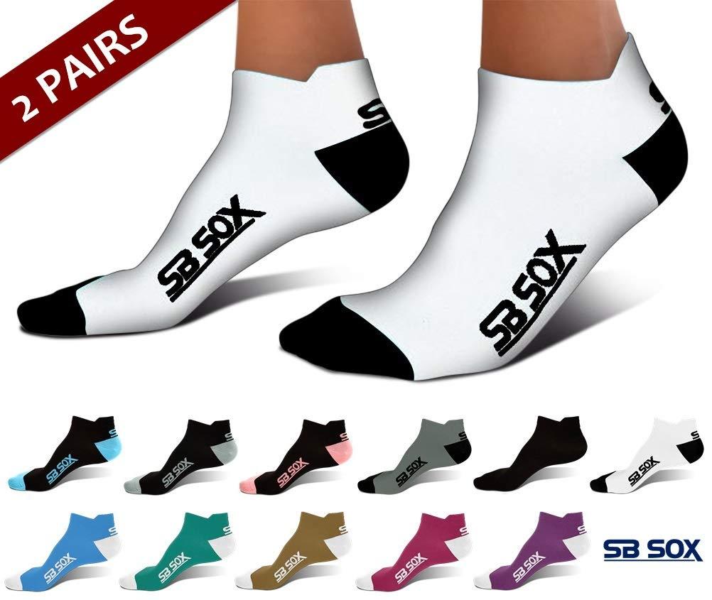 [AUSTRALIA] - SB SOX Lite Plantar Fasciitis Socks for Men & Women (2 pairs) White/Black Medium 