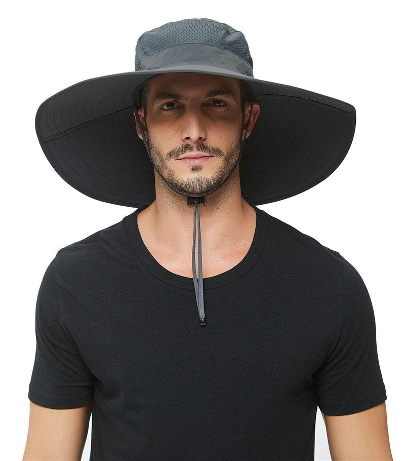 [AUSTRALIA] - Super Wide Brim Sun Hat-UPF50+ Waterproof Bucket Hat for Fishing, Hiking, Camping Dark Grey 