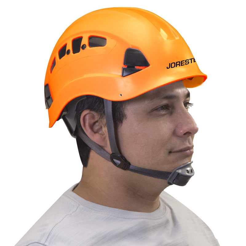 JORESTECH - ABS Work-at-Height and Rescue Hard Hat Slotted Ventilated Helmet w/ Adjustable Ratchet 6-Point Suspension ANSI Z89.1-14 Orange - BeesActive Australia