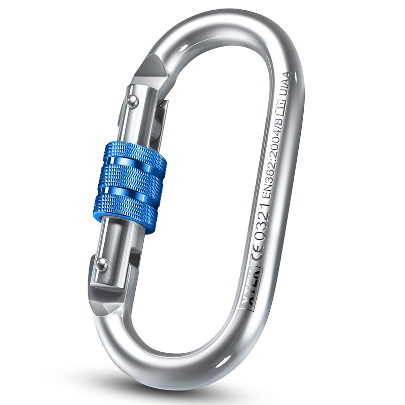 25kn Climbing Carabiner Clip - Heavy Duty O-Shape Steel Locking Caribeaner - UIAA/CE Certified Rock Climbing Gear - Strong Large Locking Oval Caribeener for Mountain Climbing 1pc - BeesActive Australia
