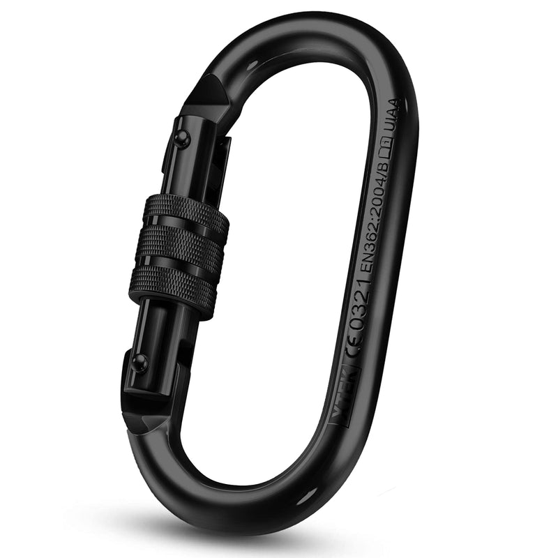 XTEK Climbing Carabiner Clip – UIAA Certified 25 kN 5620 LB, Large Heavy Duty Carabiners for Climbing: Oval-Shape, Screw Locking Steel Caribeener Clips, Hammocks, Hiking, Camping – Durable & Tested 1pc - BeesActive Australia