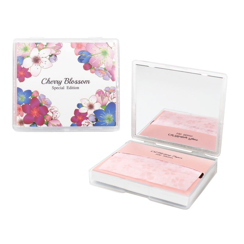 [varuza] Biodegradation Natural Hemp Face Oil Blotting Paper with Mirror Case and Refills 100 Count (Pack of 1) CHERRY BLOSSOM - BeesActive Australia