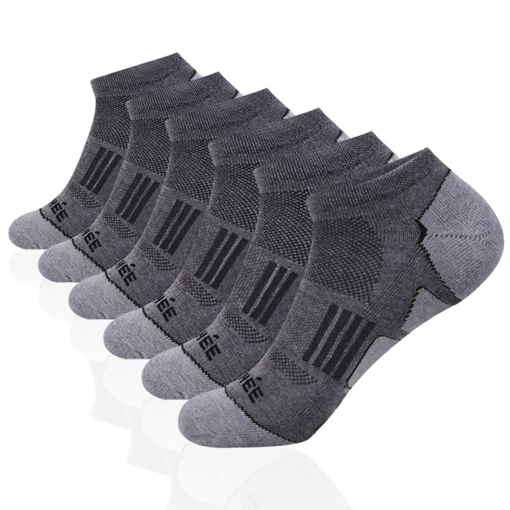 JOYNÉE Men's 6 Pack Athletic No Show Performance Cushioned Low Cut Running Socks Grey 1(6 Pairs) - BeesActive Australia