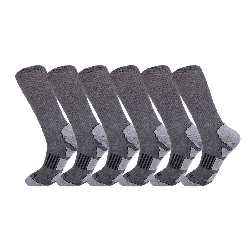 JOYNÉE Mens 6 Pack Athletic Cushion Crew Socks Performance Running Socks Grey 1(6 Pairs) - BeesActive Australia