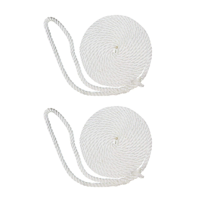 [AUSTRALIA] - SGT KNOTS Twisted Nylon Dockline (2-Pack, White) - 3-Strand Twist Nylon Rope Docklines - Marine Ropes for Boat/Boats - Dock Lines 3/8 inch x 20 feet - 2 pack 