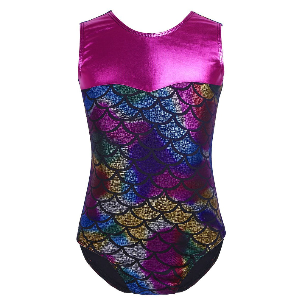 [AUSTRALIA] - Alvivi Kids Girls Sparkle Mermaid Gymnastics Ballet Dance Leotard Costumes Athletic Sports Tank Tops Outfit Colorful 5-6 