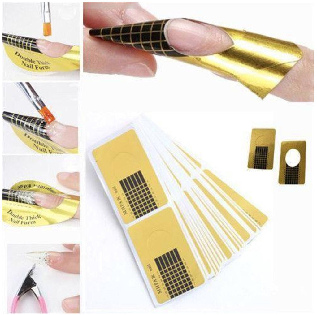 GenZ 100x Flat Nail Form Art Extension Tips For Acrylic UV Poly Nail Gel 100 Flat Pieces - BeesActive Australia