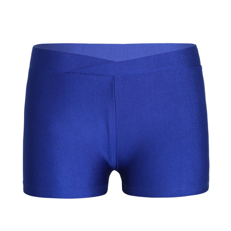 CHICTRY Kids Girls Polyester Boy Cut Low-Rise Gym Gymnastics Ballet Dance Sport Shorts with V-Front Blue 3-4 - BeesActive Australia