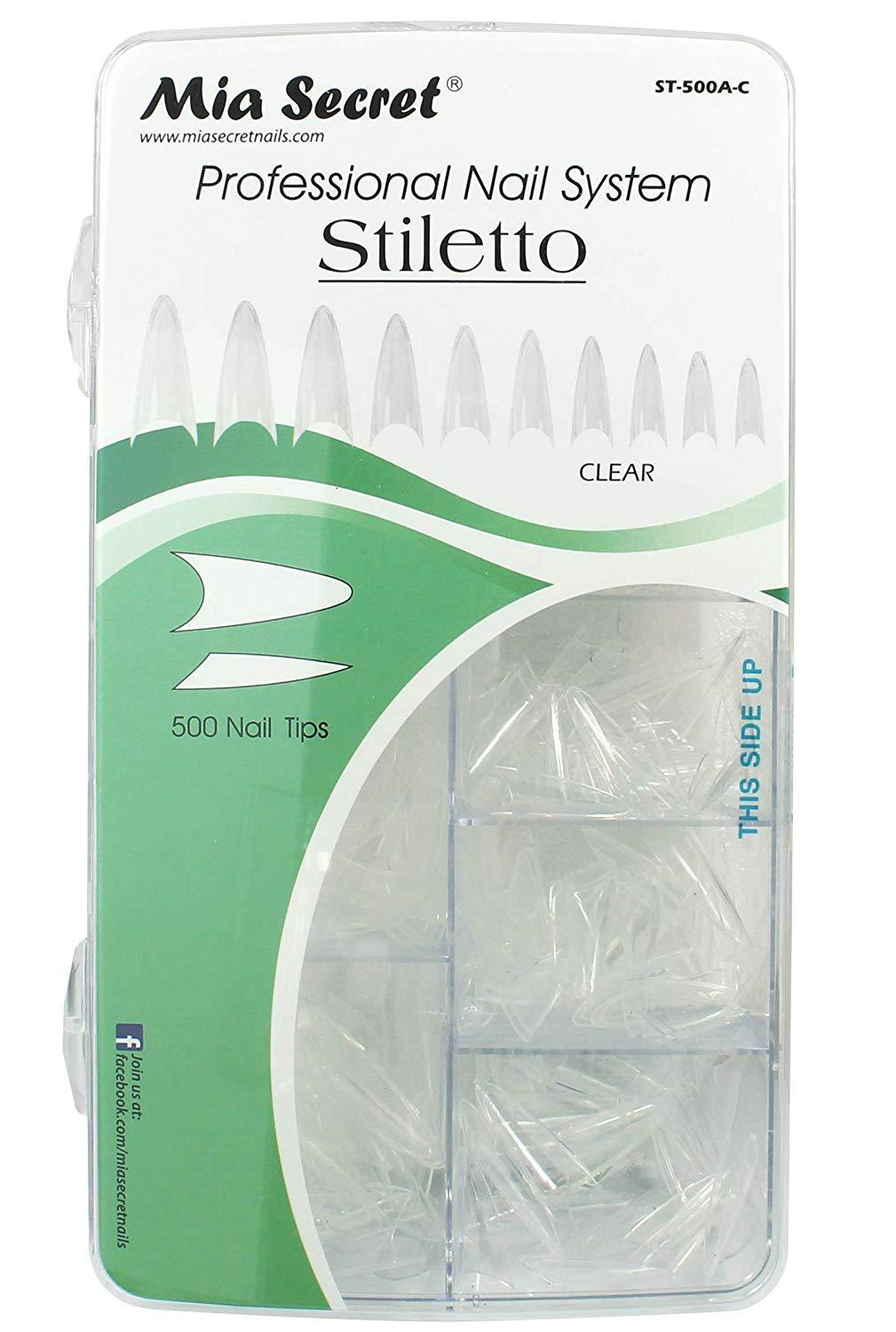 Mia Secret - Nail Tip stiletto Clear 500 pcs Clear Or Natural Pick Yours (Clear 500) - BeesActive Australia