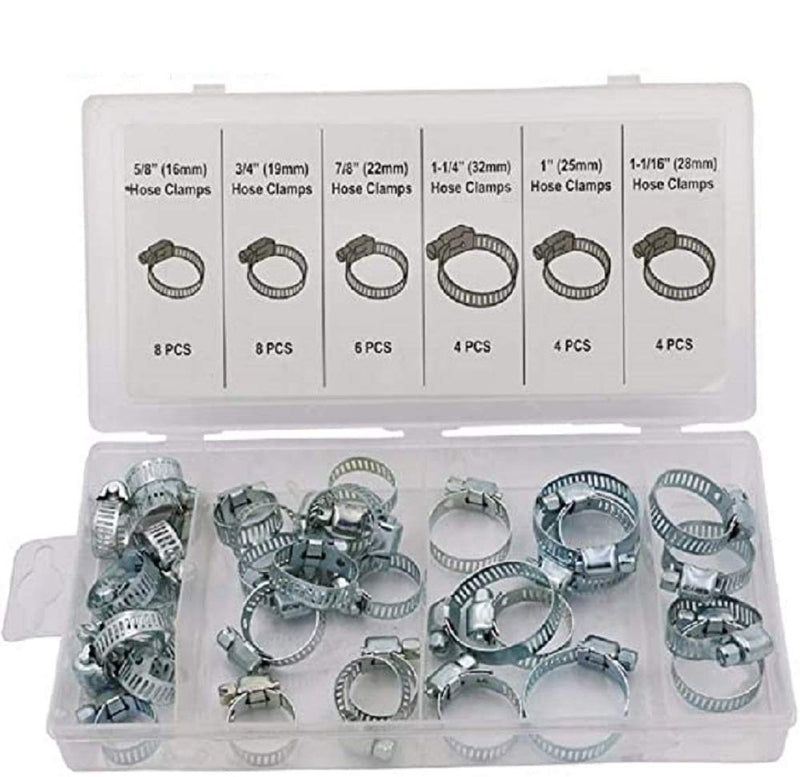 GOSONO 34 pcs/Set Stainless Steel Mini Jubilee Fuel Hose Clamps Pipe Clips Fastener Tube Clamp Hoop for Home Tools Throat Reed - BeesActive Australia