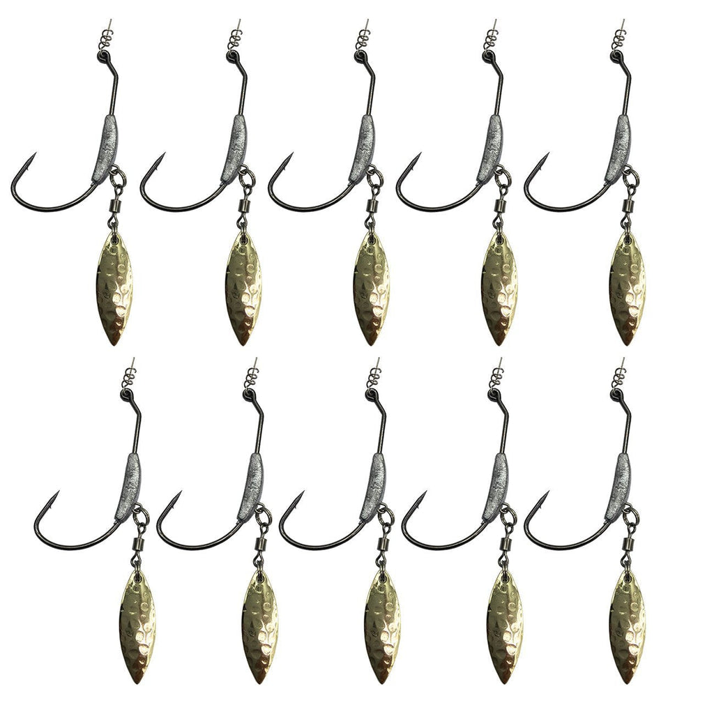 [AUSTRALIA] - wild.life 10PCS/Weighted Hook with Twist Lock Silver & Gold Spin Superline Spring Hook Underspin Swimbait Fishing Hooks size2/0.0.15; 3/0.3/16;4/0. 1/4 oz 0.19 ounces 3/0# SILVER 