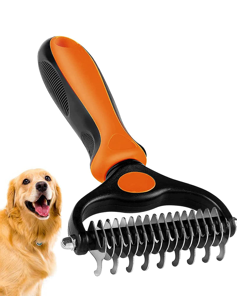 Undercoat rake for Dogs，Dog Deshedding Brush for Large Dogs，2 in 1 Dematting Comb & deShedding Tool for Long Hair Cats，Pet Hair Grooming Brush, Clear mats and tangles, Reduces Shedding by 95%… - BeesActive Australia