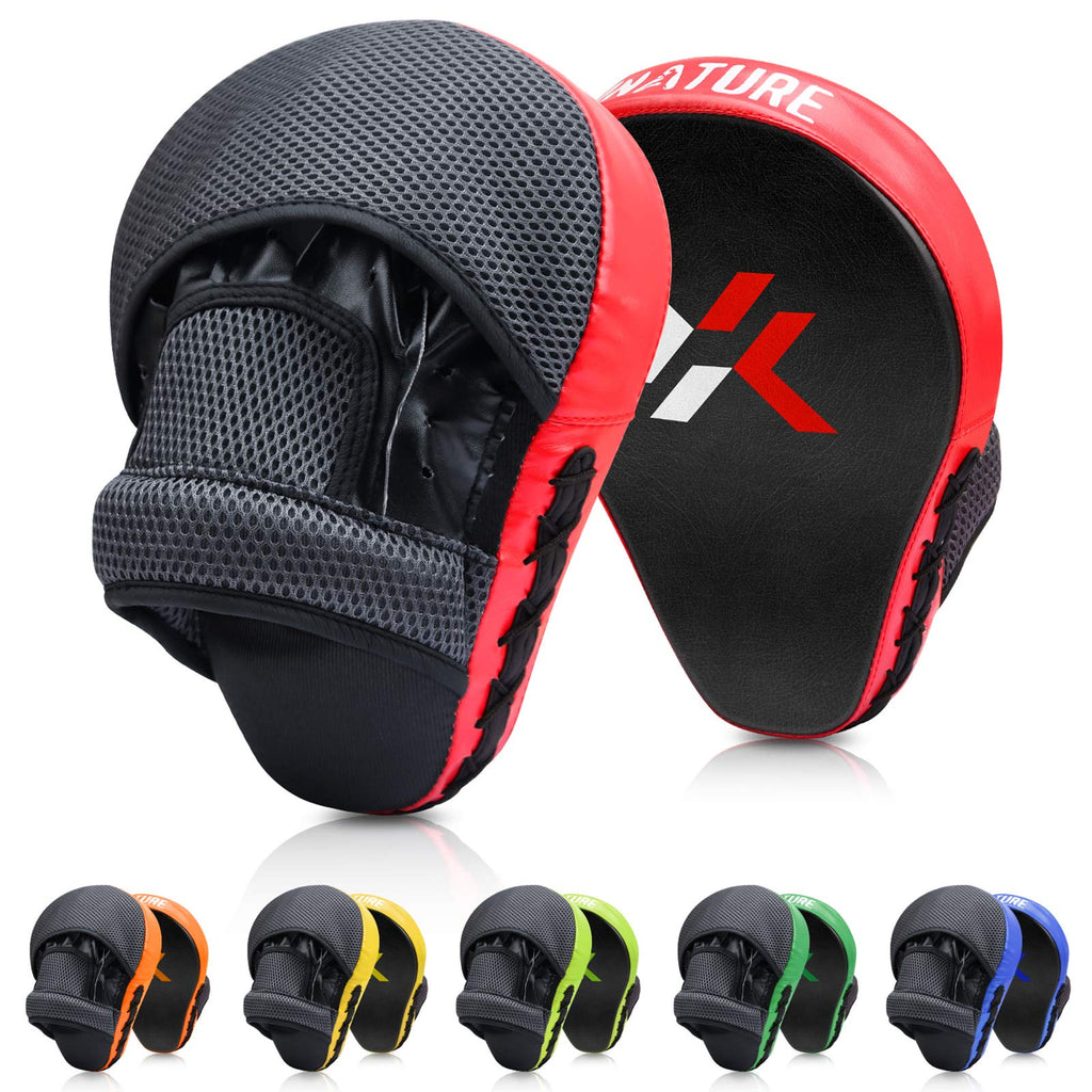 Xnature Essential Curved Boxing MMA Punching Mitts Boxing Pads w/Gift Box Hook & Jab Pads MMA Target Focus Punching Mitts Thai Strike Kick Shield for X'Mas Gift Punching Mitts A pair Red - BeesActive Australia