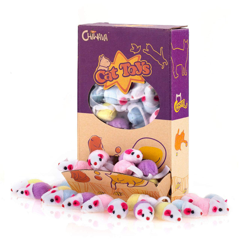 Chiwava 36 Pack 1.8 Inch Small Interactive Cat Toys Mice with Catnip Rattle Sound Mouse for Indoor Cats Kitten Play - BeesActive Australia