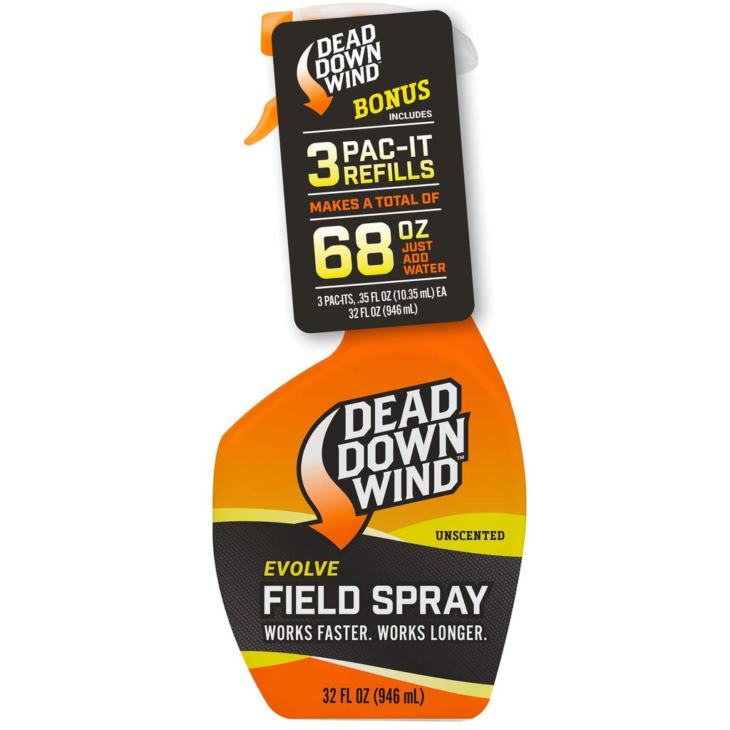 Dead Down Wind Evolve Field Spray 12oz Bottle and 3 Pac-It Refill Unscented Hunting Spray for Odor, Great for Hunting Accessories, Clothes, and Gear - BeesActive Australia