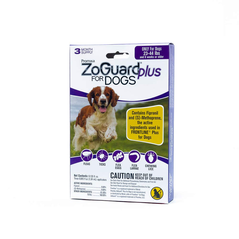ZoGuard Plus Flea and Tick Prevention for Dogs, Medium 23-44 lbs, 3 Months, 3 Doses - BeesActive Australia