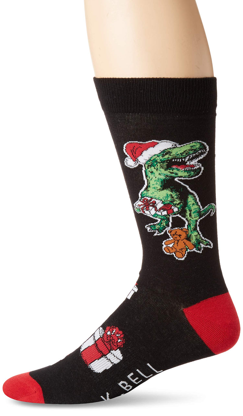 K. Bell Socks mens Retun of the Dinos Novelty Crew Socks Shoe Size: 6-12 Christmas Rex (Black) - BeesActive Australia