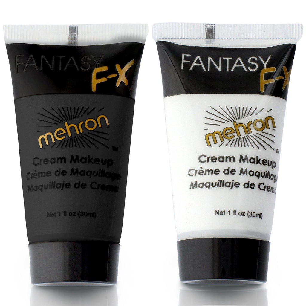 Mehron Makeup Fantasy F/X Water Based Face & Body Paint Black and White Face Paint Bundle - BeesActive Australia