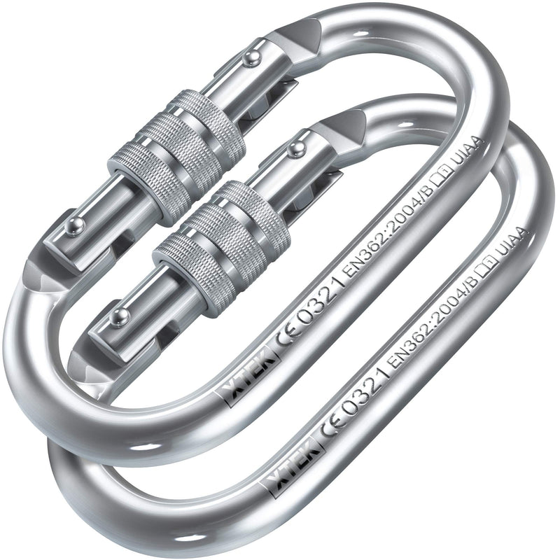 Climbing Carabiner – UIAA & CE Rated 25 kN 5620 LB – Heavy Duty Rugged Terrain Locking Carabiner Clip - Industrial Strength Carabiners - Climbing, Rigging, Ropes, Hammocks 2pc - BeesActive Australia