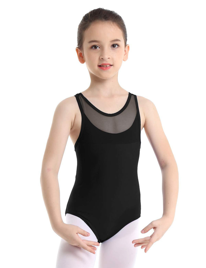 [AUSTRALIA] - dPois Kids Girls' Mesh Splice Criss-Cross Back Gymnastics Sports Ballet Dance Leotard One-Piece Jumpsuit Black 8 