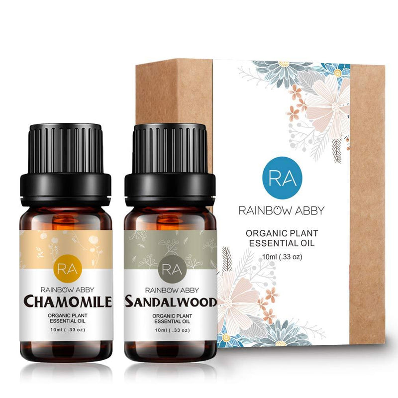 Chamomile Sandalwood Essential Oil Set Aromatherapy 100% Pure Organic Oils for Diffuser, Massage, Skin - 2 x 10ml Sandalwood & Chamomile - BeesActive Australia
