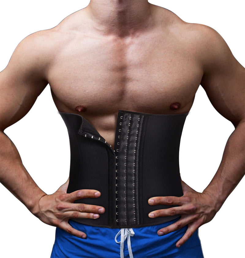 TAILONG Men Waist Trainer Belt Workout for Body Weight Loss Fitness Fat Burner Trimmer Band Back Support Black Small - BeesActive Australia