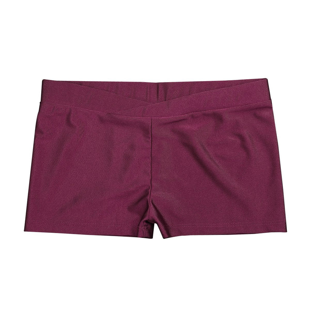 Alvivi Kids Girls Soft Stretch Sports Gymnastic Ballet Dance Shorts V-Front Waistband Boyshort Burgundy 3-4 - BeesActive Australia