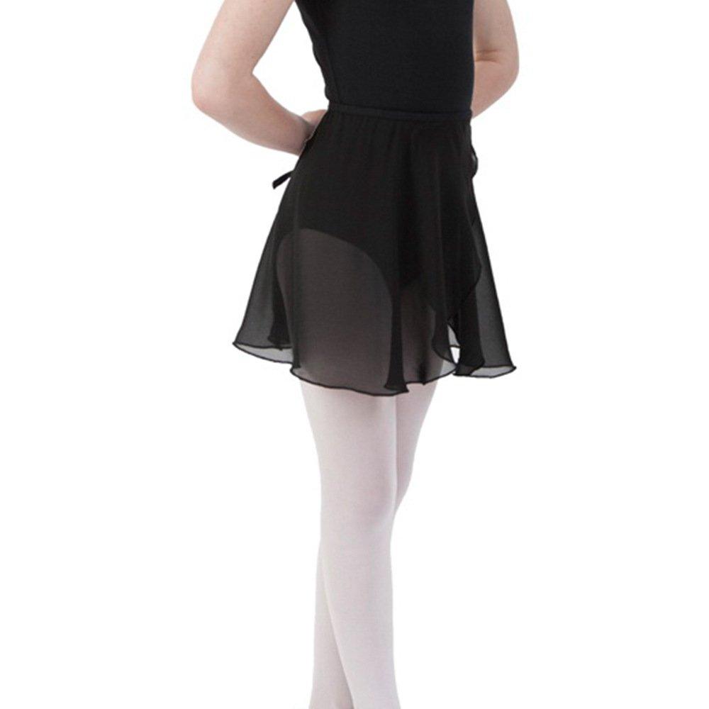 [AUSTRALIA] - Sportingbodybuilding Ballet Skirt Chiffon Wrap Dance Skirt for Women & Girls Black Large 