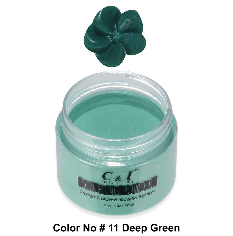 C&I Acrylic Powder, 11 Deep Green, 3 D Nail Flower, Sculpting Nail Powder, 1.4 oz, 40 g - BeesActive Australia