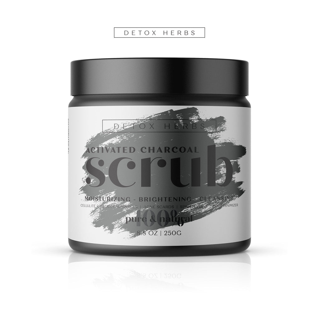 Detox Herbs Activated Charcoal Body Scrub - !!! TOTAL SALES !!! For Face and Body, Anti Cellulite Peeling, Reduce Wrinkles, Acne Face, Spider & Varicone Veins, Carbon Peeling, 100% Natural Scrub - BeesActive Australia