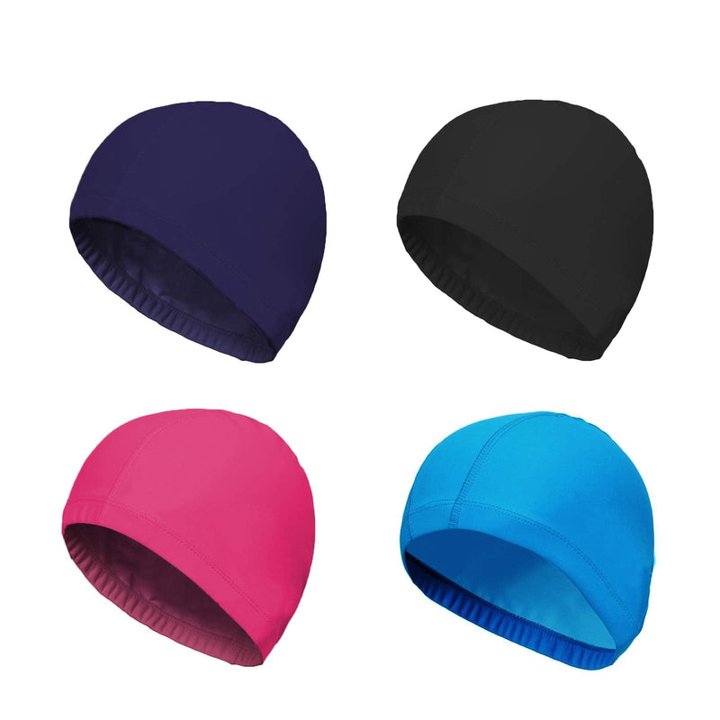 SUNTRADE 4-Pack Man Women Pure Color Nylon Spandex Fabric Swim Cap Swimming Cap Bathing Cap - BeesActive Australia