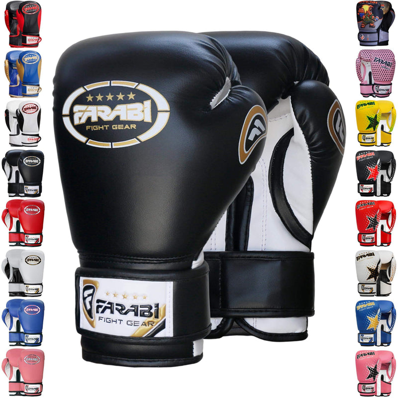 [AUSTRALIA] - Farabi Boxing Gloves Kids Junior Muay Thai Kick Boxing Training MMA Punching Bag 6OZ Black 