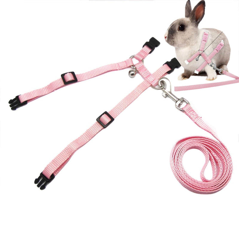 Rabbit Bunny Harness with Leash Adjustable Soft Nylon Harness Rabbit Vest Harness Lead Leash Pink Blue Lead Leash All Season for Small Animals - BeesActive Australia